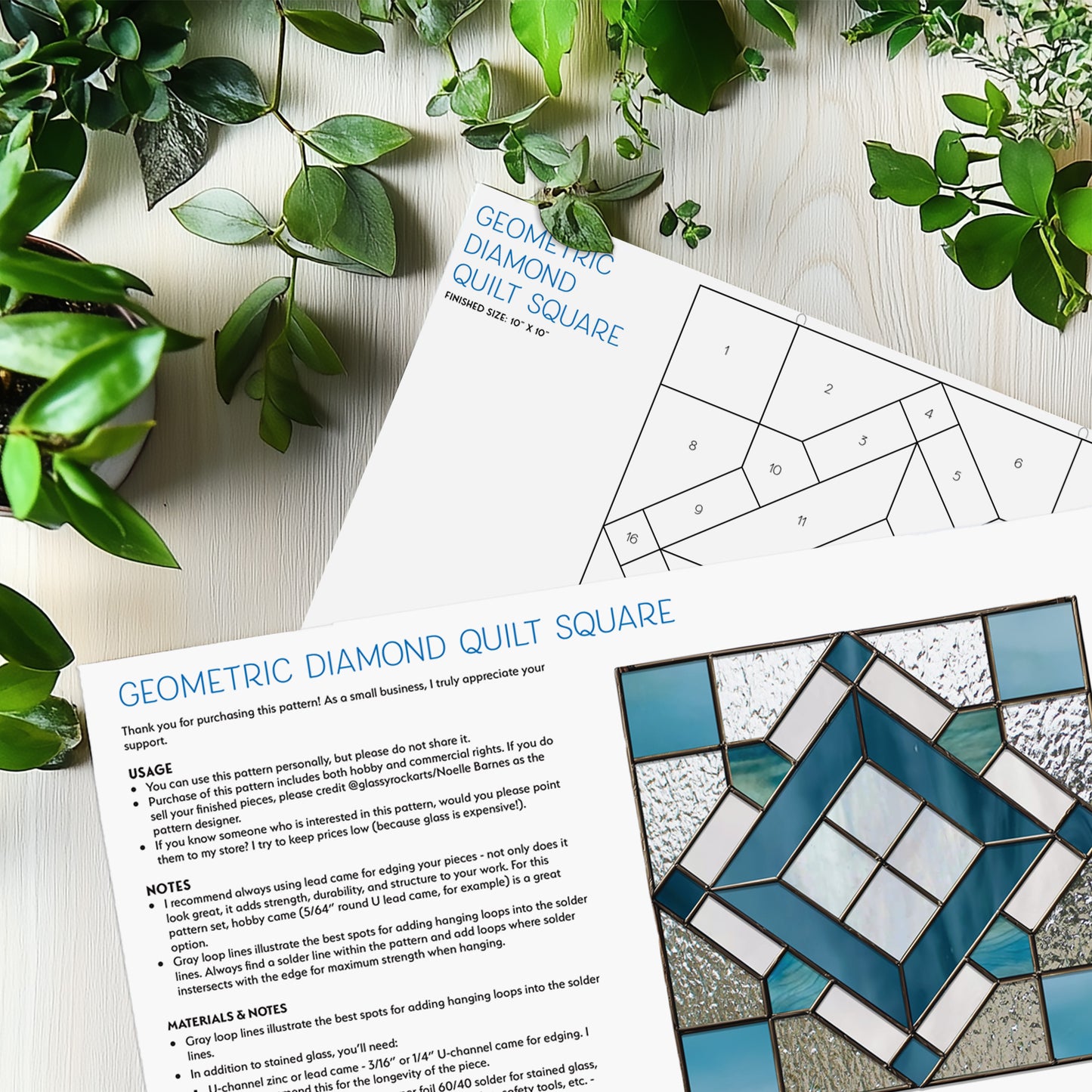 Geometric Quilt Square Pattern with PNG