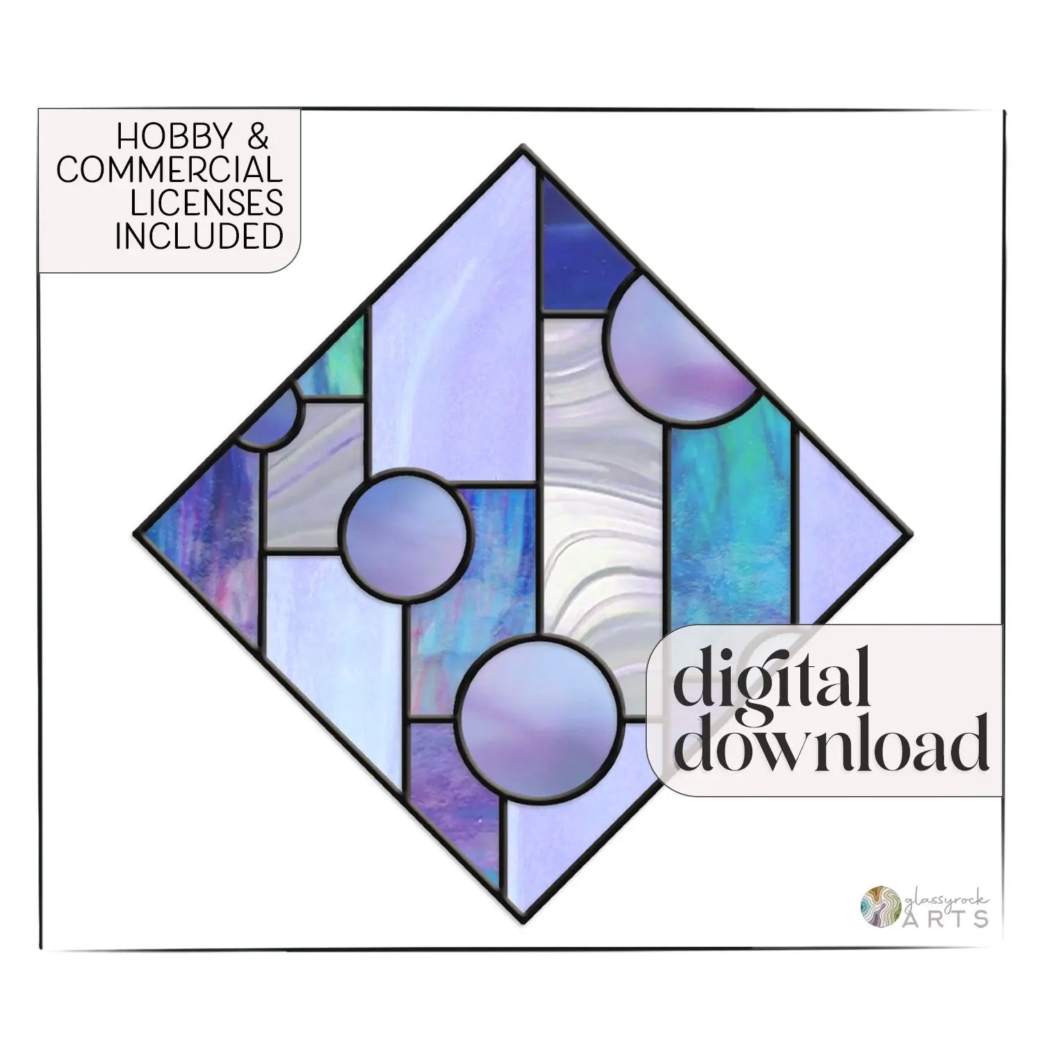 Geometric Diamond Beginner Stained Glass Pattern – GlassyRock Arts Geometric Diamond Beginner Stained Glass Pattern – GlassyRock Arts