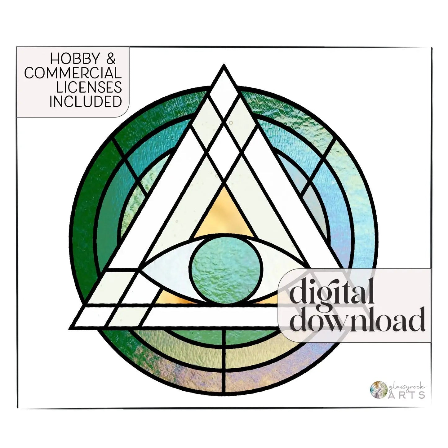 Geometric Eye Triangle Stained Glass Pattern