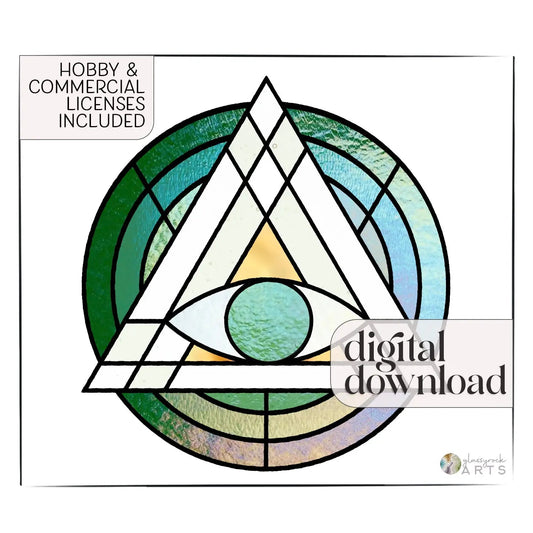 Geometric Eye Triangle Stained Glass Pattern