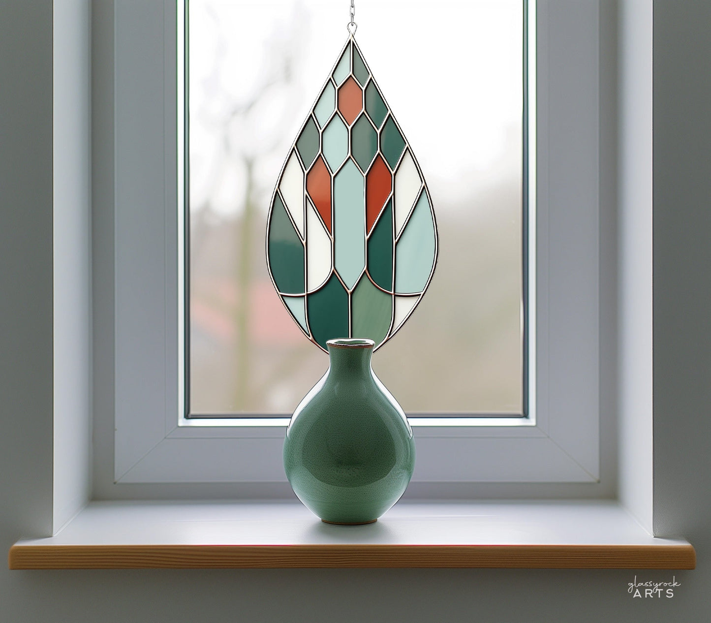 Teardrop Geometric Stained Glass Pattern - Crafting Patterns & Molds, from GlassyRock Arts
