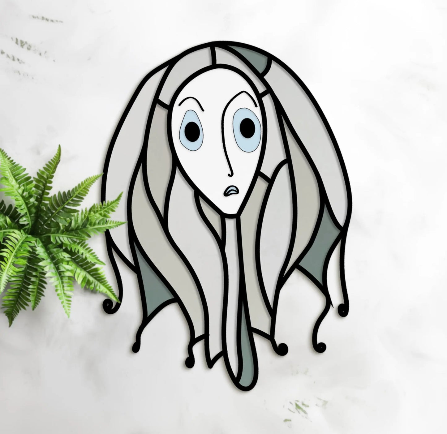 A picture of the Stained Glass Ghost Witch SVGs from GlassyRock Arts.