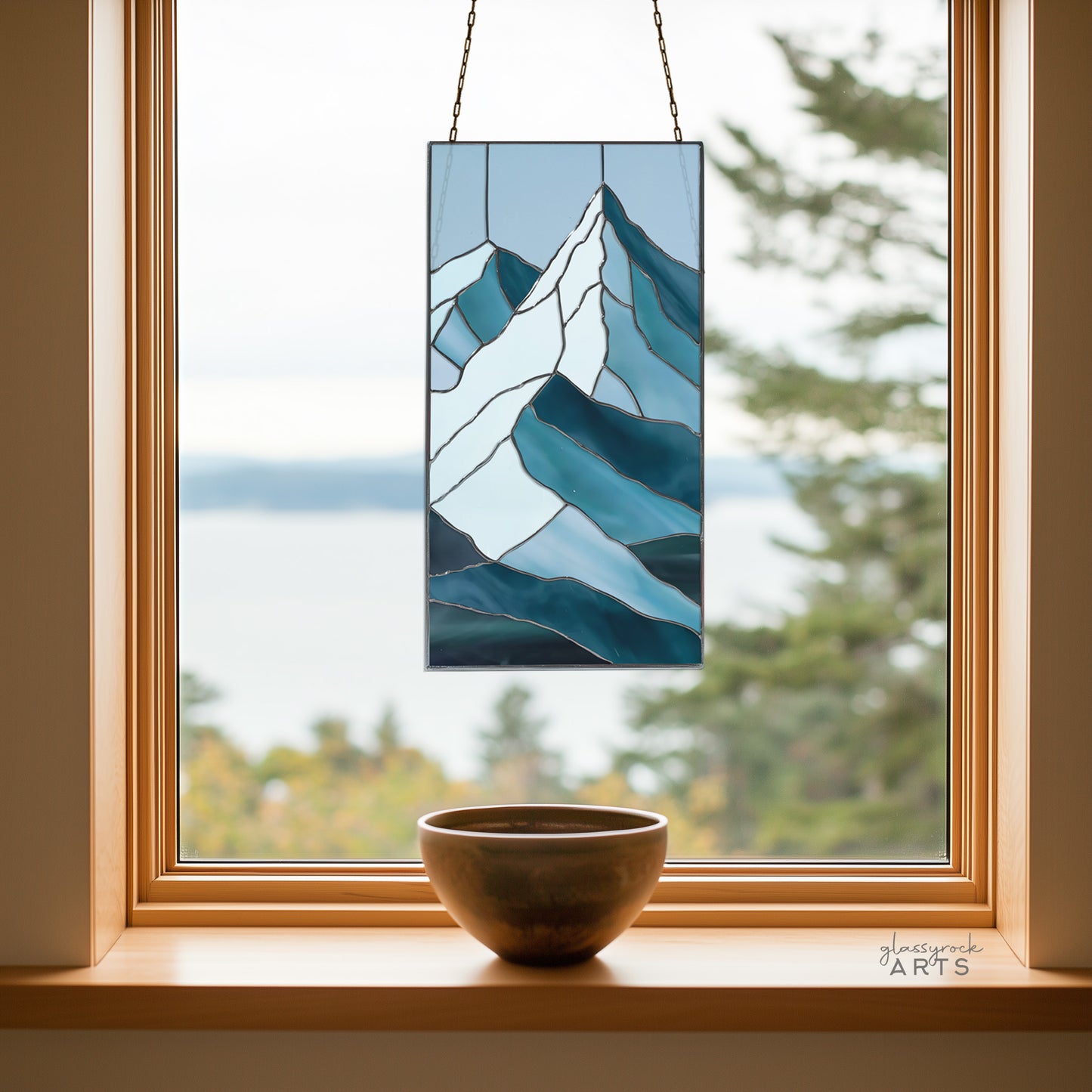 Glacier Mountain Stained Glass Pattern