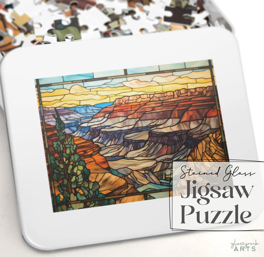 A picture of the Grand Canyon National Park Stained Glass Jigsaw Puzzle from GlassyRock Arts.