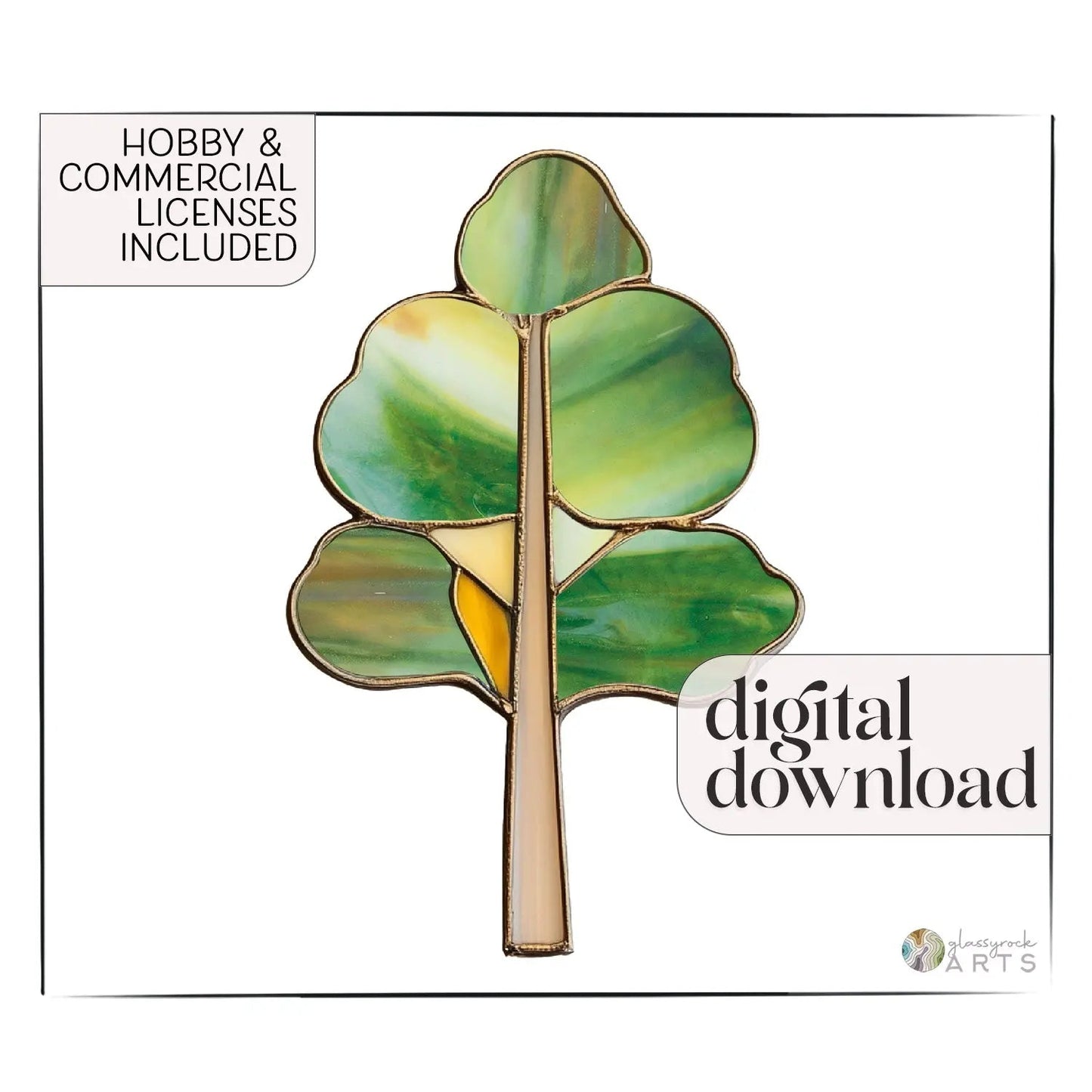 Art Deco Trees Stained Glass Pattern - Green