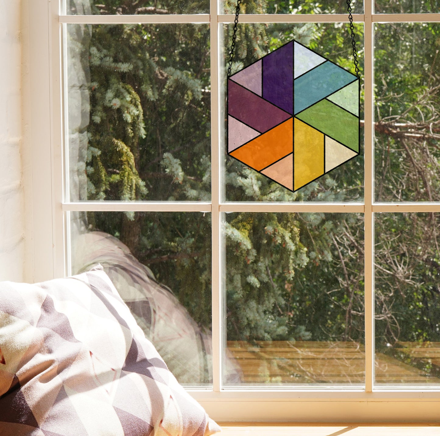 Pinwheel Hexagon Beginner Stained Glass Pattern - Crafting Patterns & Molds, from GlassyRock Arts