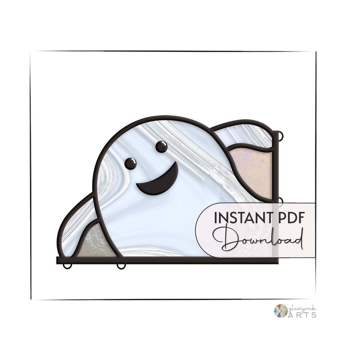 Happy Ghost Buddy Halloween Stained Glass Pattern