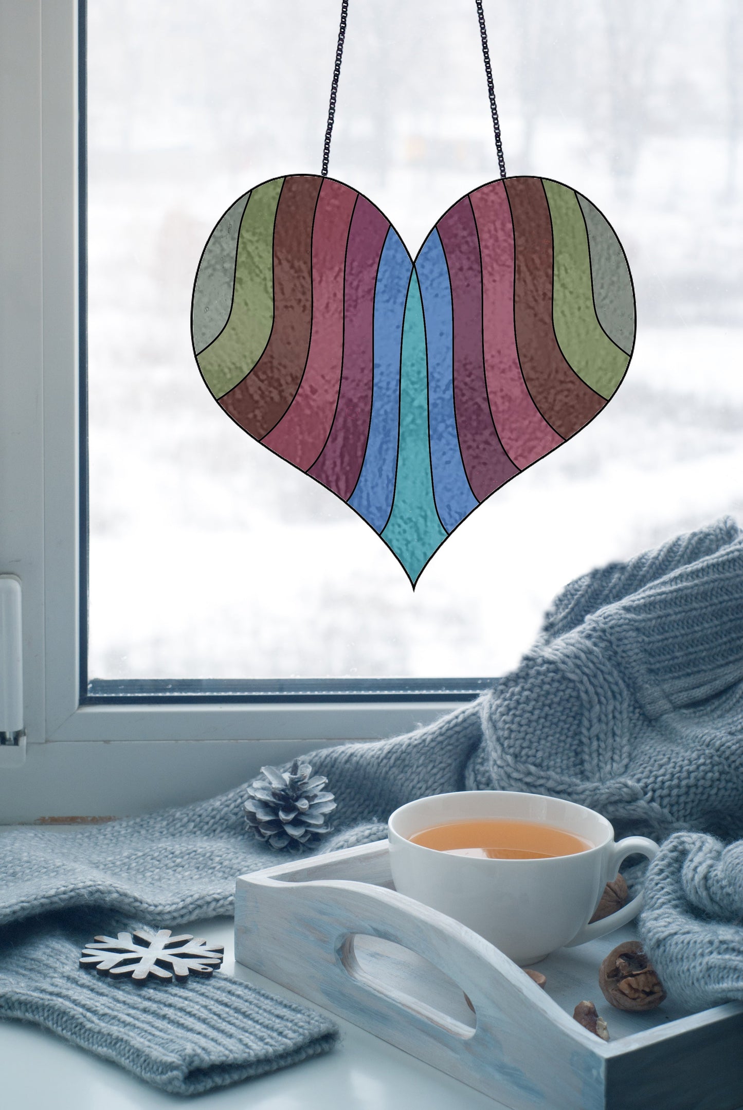 Retro Boho Groovy Heart Stained Glass Pattern - Crafting Patterns & Molds from GlassyRock Arts