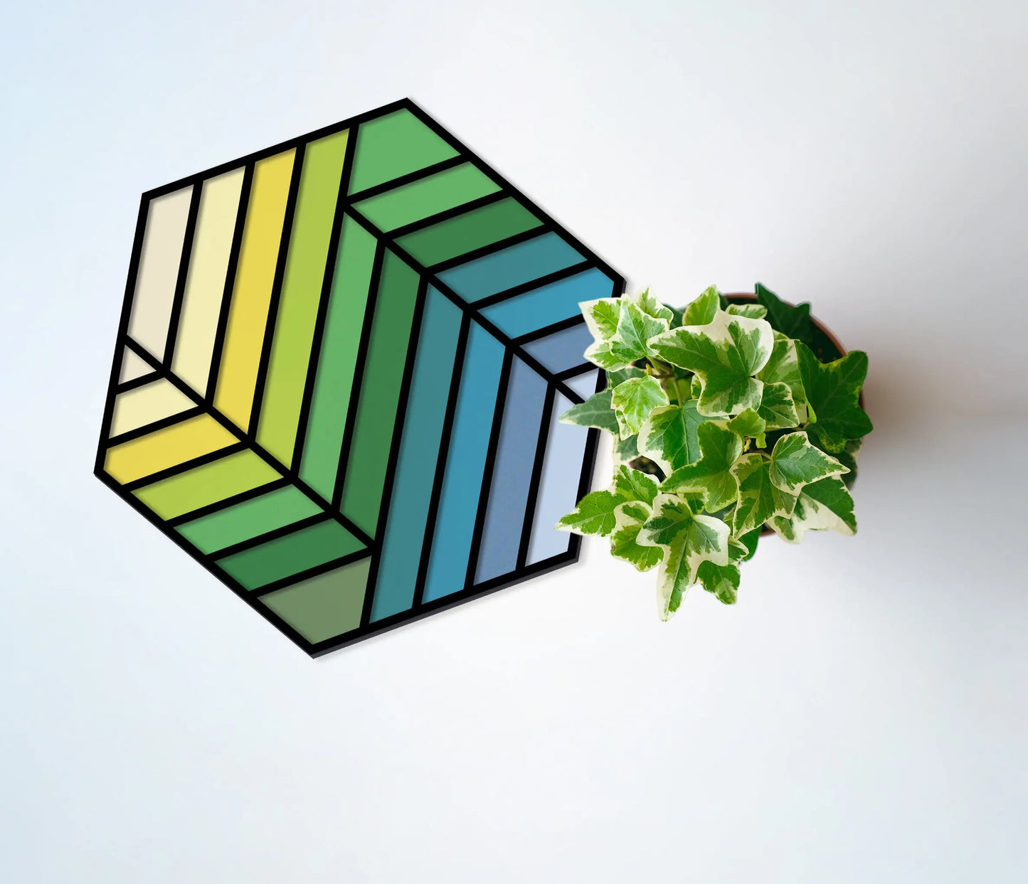 A picture of the Stained Glass Striped Hexagon SVGs from GlassyRock Arts.