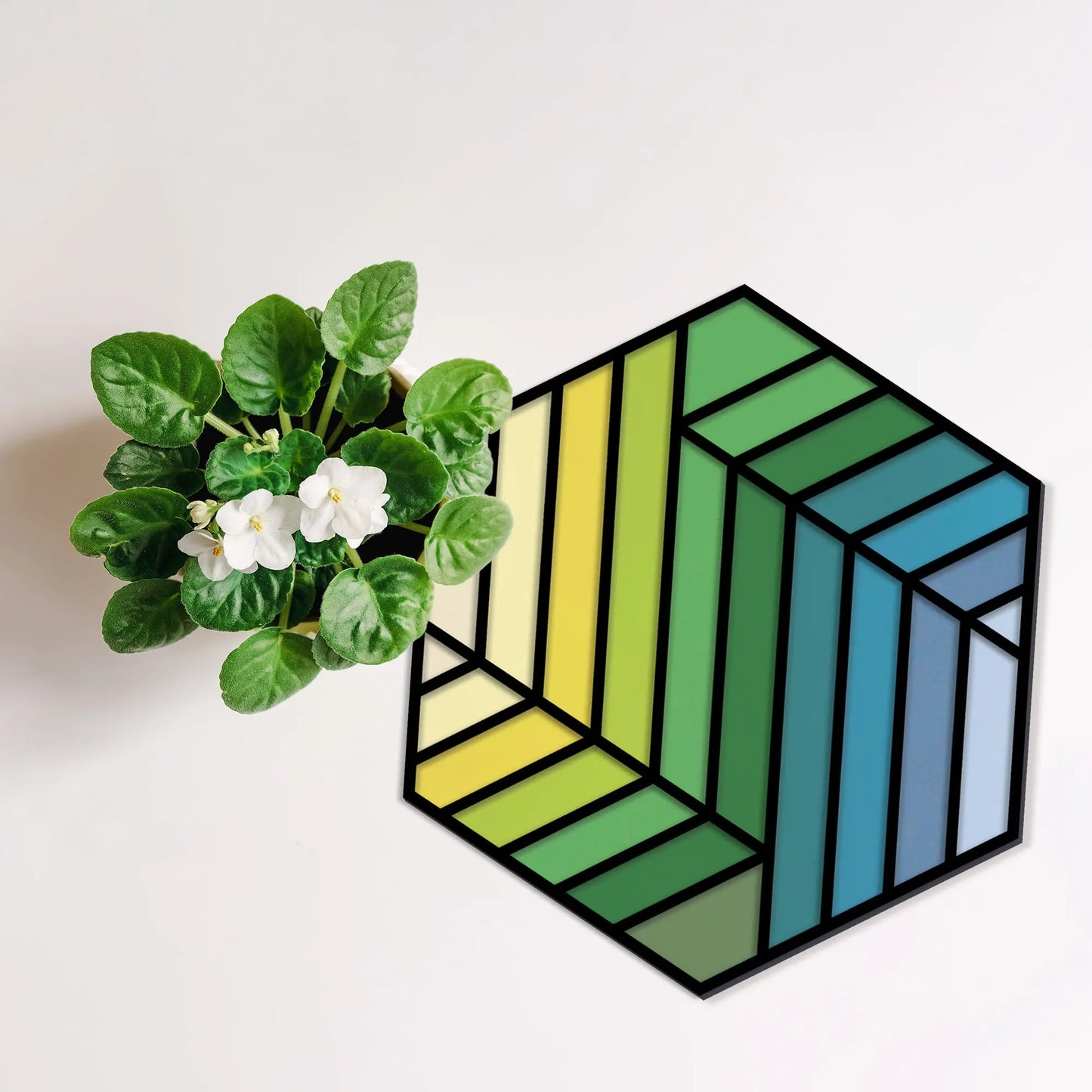 A picture of the Stained Glass Striped Hexagon SVGs from GlassyRock Arts.