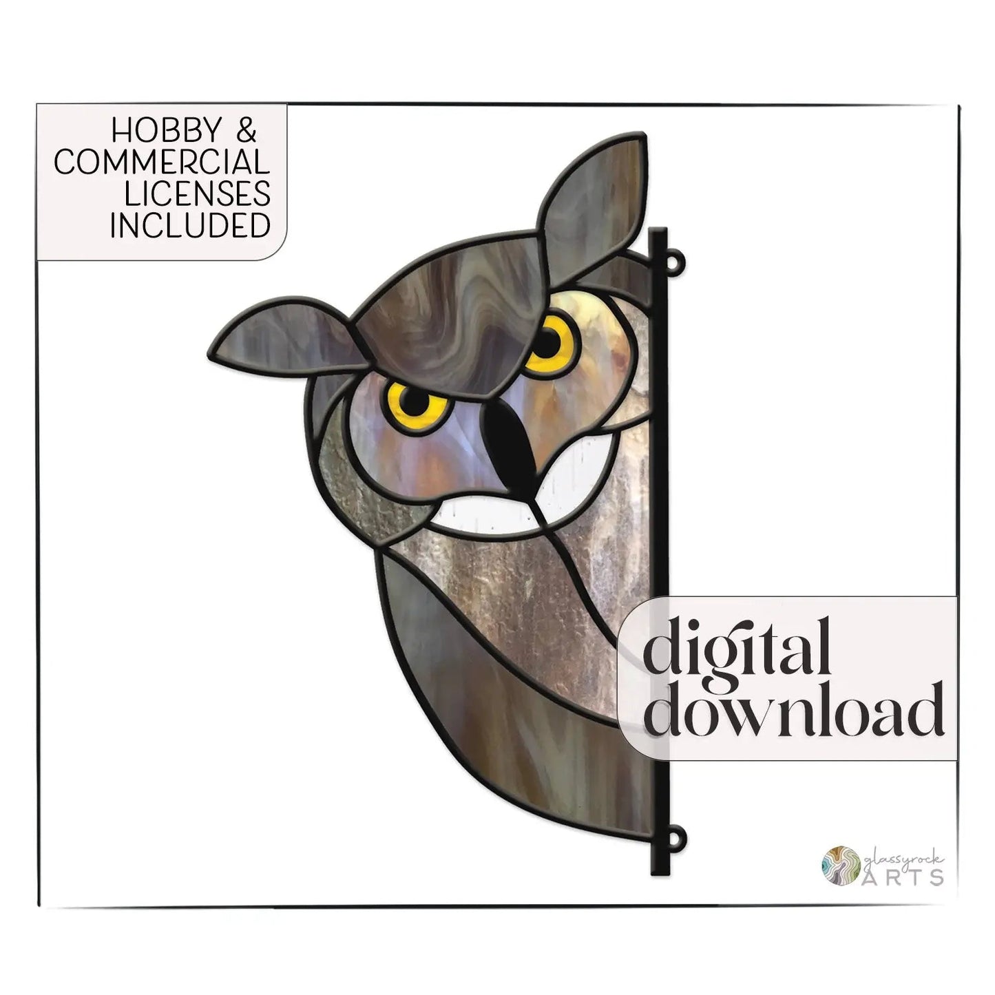 Horned Owl Buddy Stained Glass Pattern