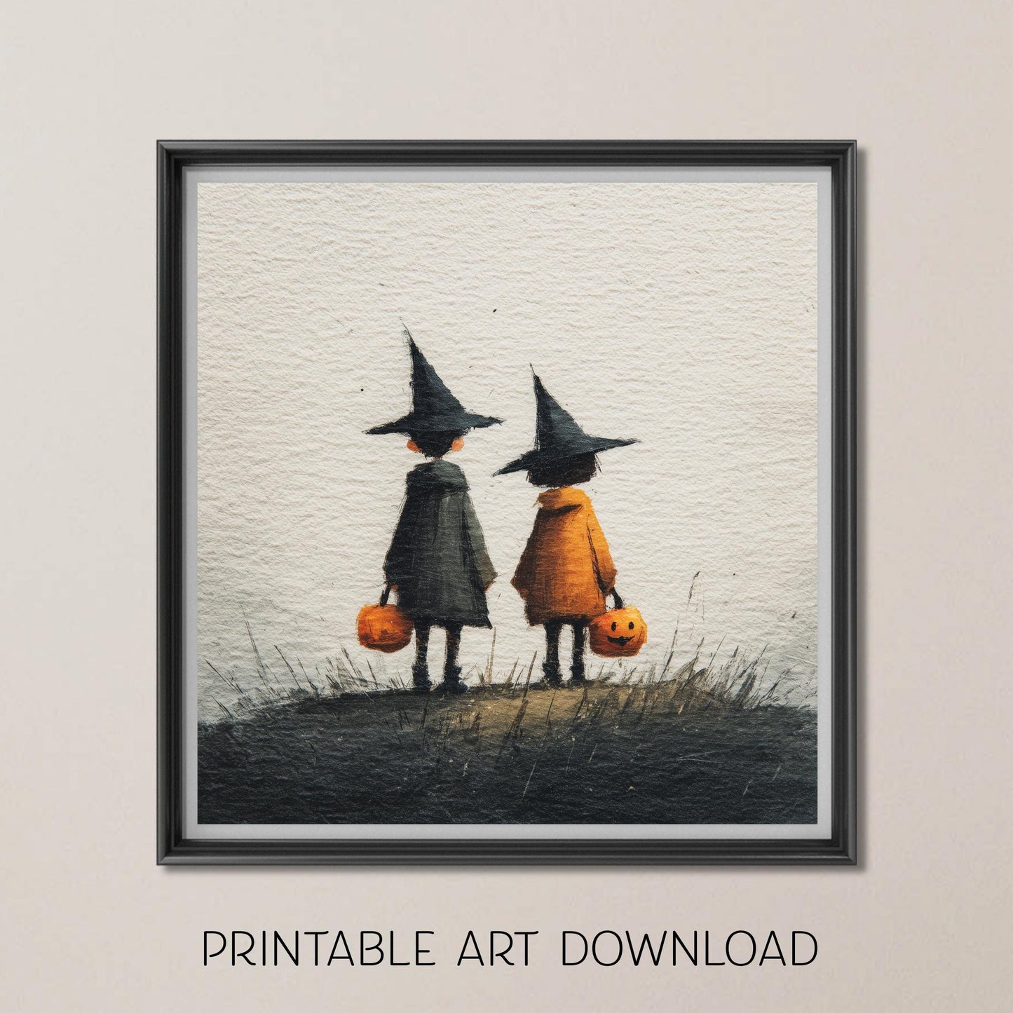 Halloween Printable Trick or Treat Wall Art, Original Artwork with 5 Aspect Ratios Included, Instant Digital Download, Printable Art