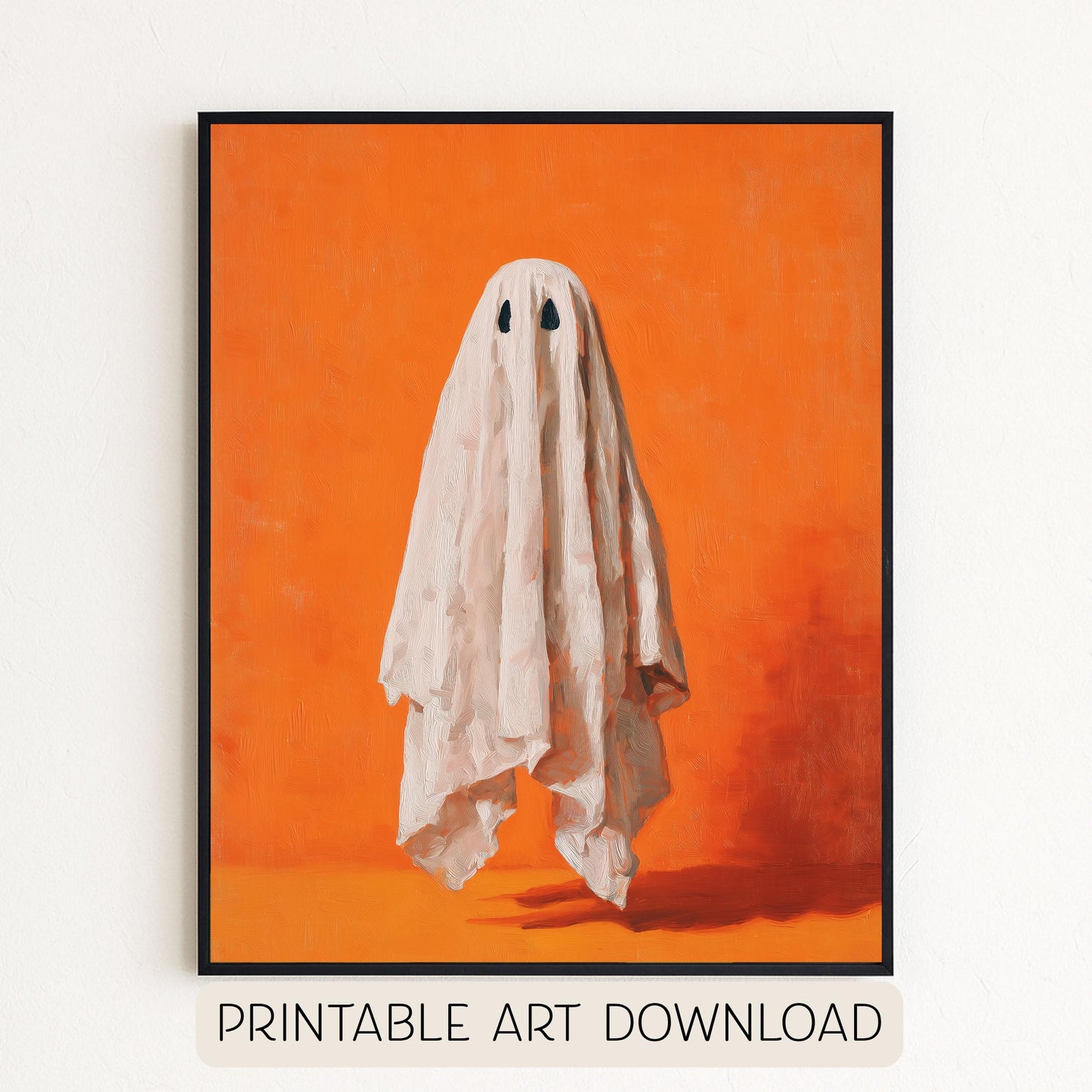Orange Halloween Ghost Print: Spooky Fall Wall Art (Digital Download)