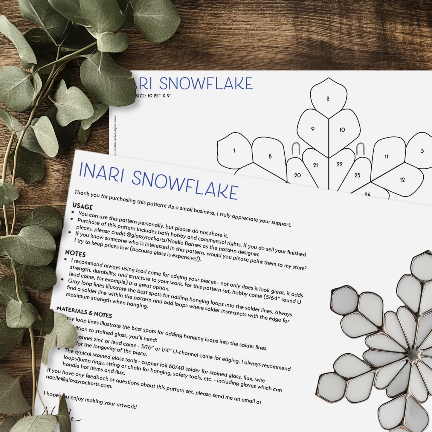 Modern Snowflake Stained Glass Pattern and PNG