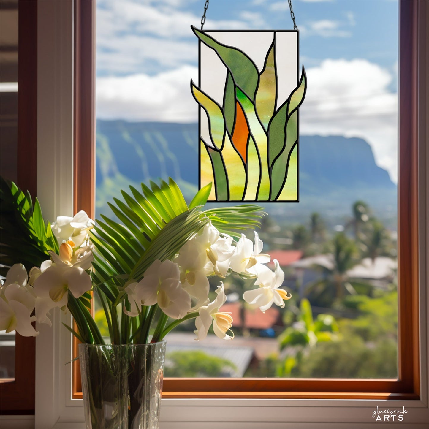 Tropical Stained Glass Plant Pattern - Kalalau