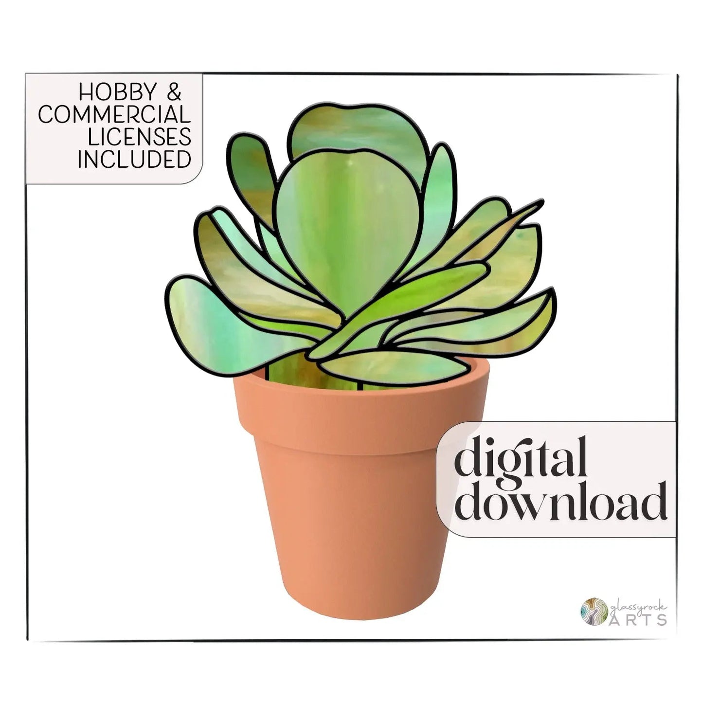 Paddle Plant Succulent Stained Glass Stem Pattern
