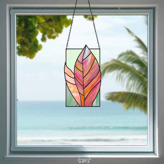 Tropical Stained Glass Plant Pattern - Kealia - PDF & PNG - Crafting Patterns & Molds from GlassyRock Arts