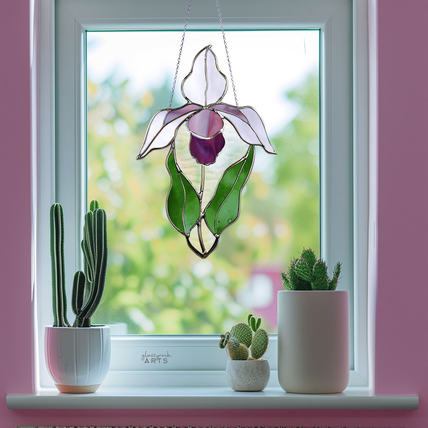 Lady Slipper Orchid Stained Glass Pattern