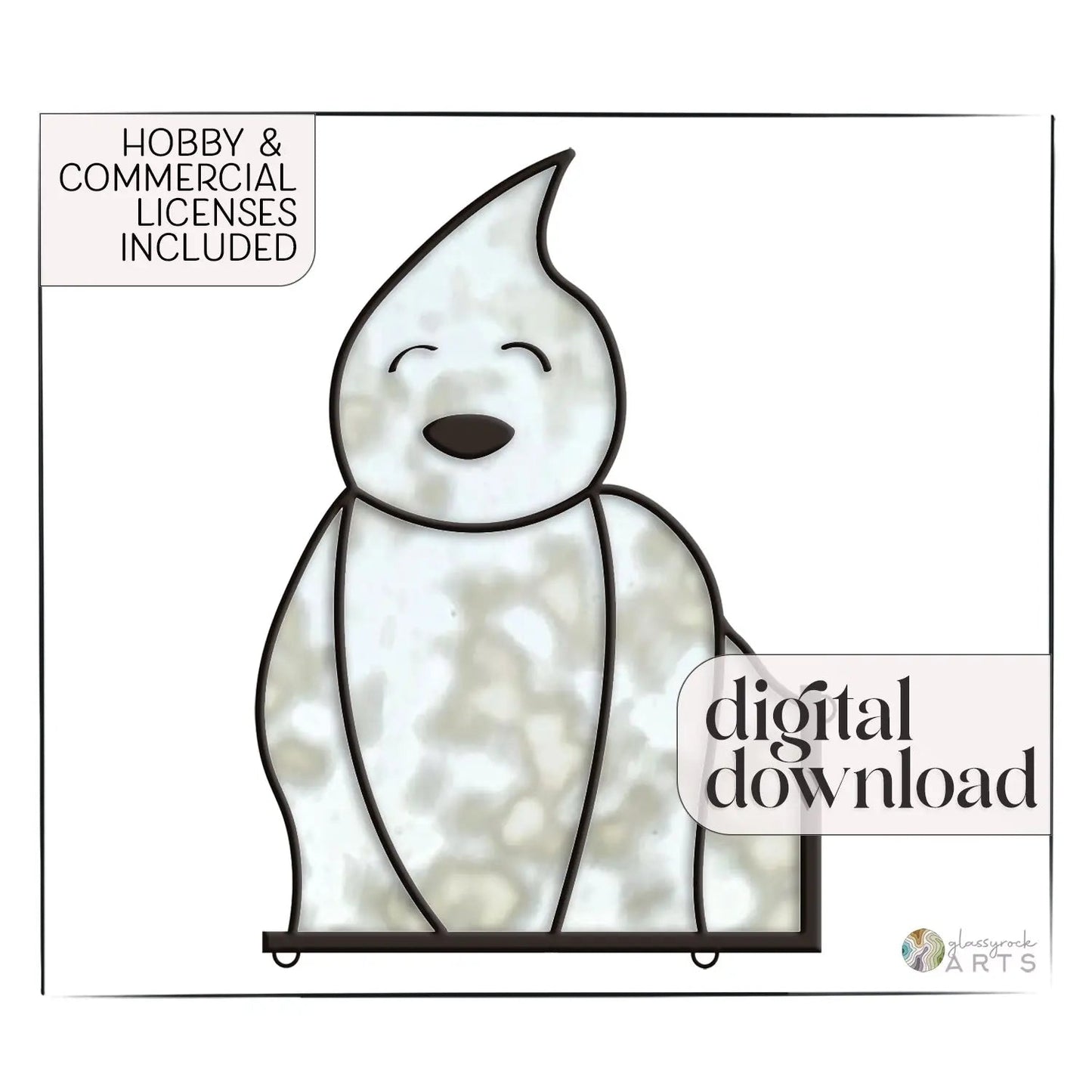 Laughing Ghost Halloween Stained Glass Pattern