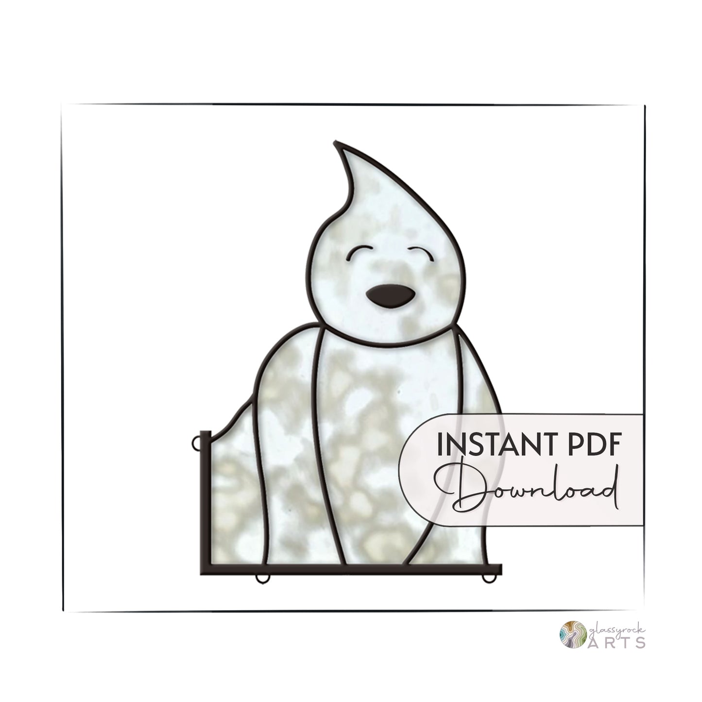 Laughing Ghost Buddy Halloween Stained Glass Pattern