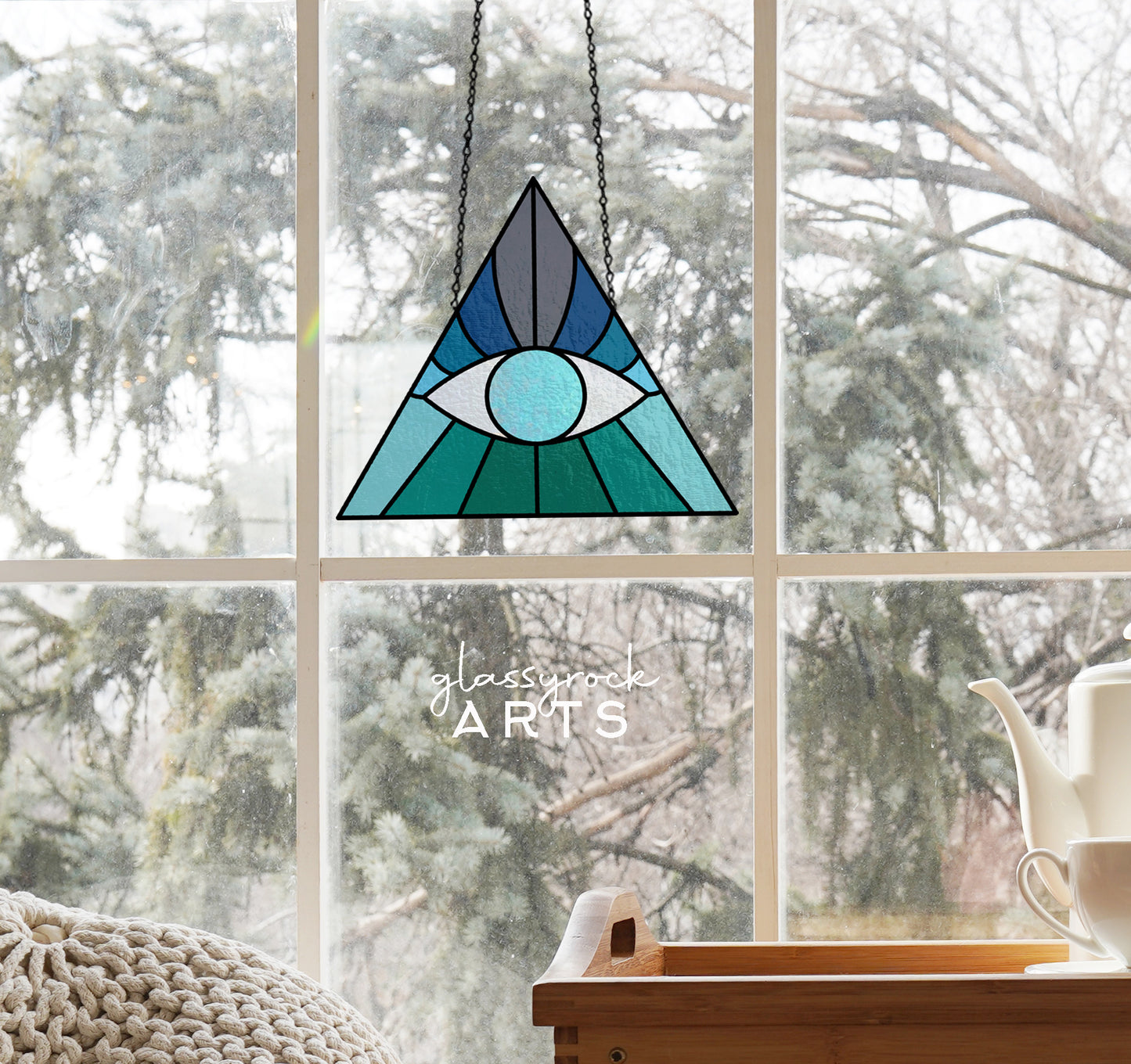Boho Eye Triangle Stained Glass Pattern - Crafting Patterns & Molds from GlassyRock Arts