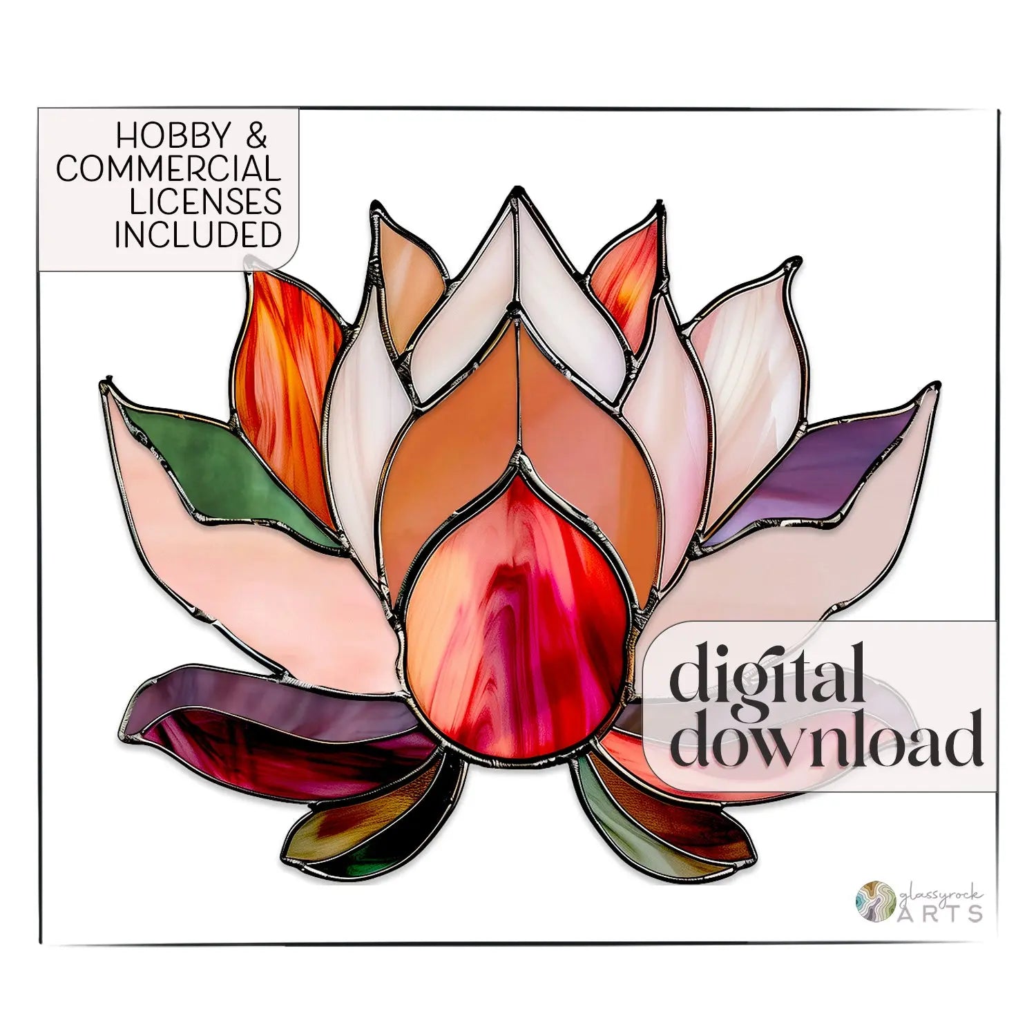 Lotus Stained Glass Flowers Pattern - GlassyRock Arts lotus-stained-glass-flowers-pattern-glassyrock-arts