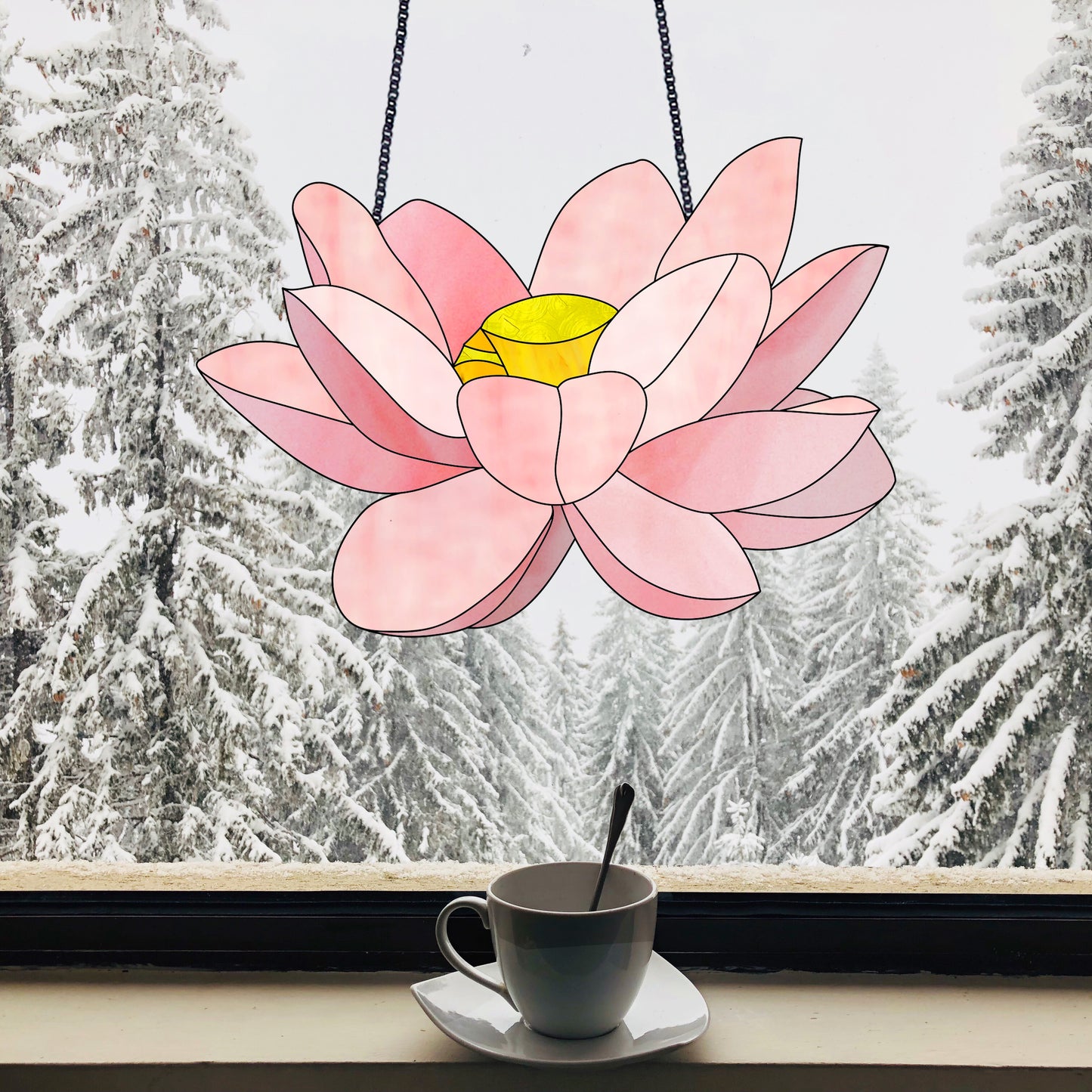 Big Flora Stained Glass Lotus Pattern