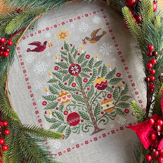 Love Poppet - Oh Christmas Tree - Cross Stitch Kit: 32ct Linen - from Pisgah Needleworks