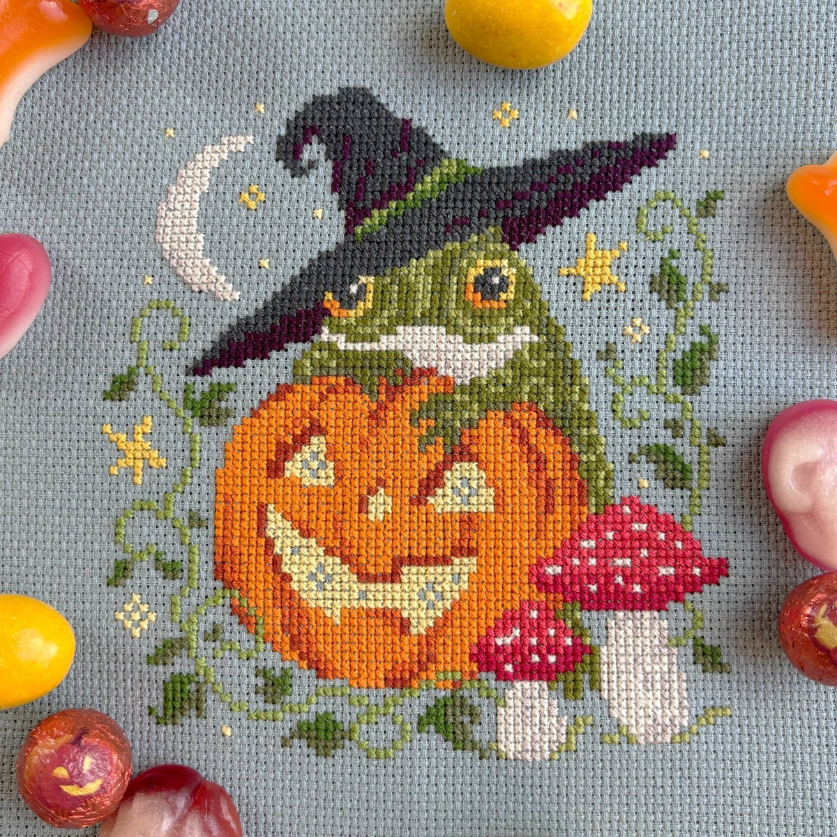 Love Poppet – Pumpkin Toad Cross Stitch Kit - Cross Stitch Kit from Pisgah Needleworks