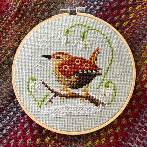 Love Poppet - Wren & Snowdrops - Cross Stitch Kit - from Pisgah Needleworks