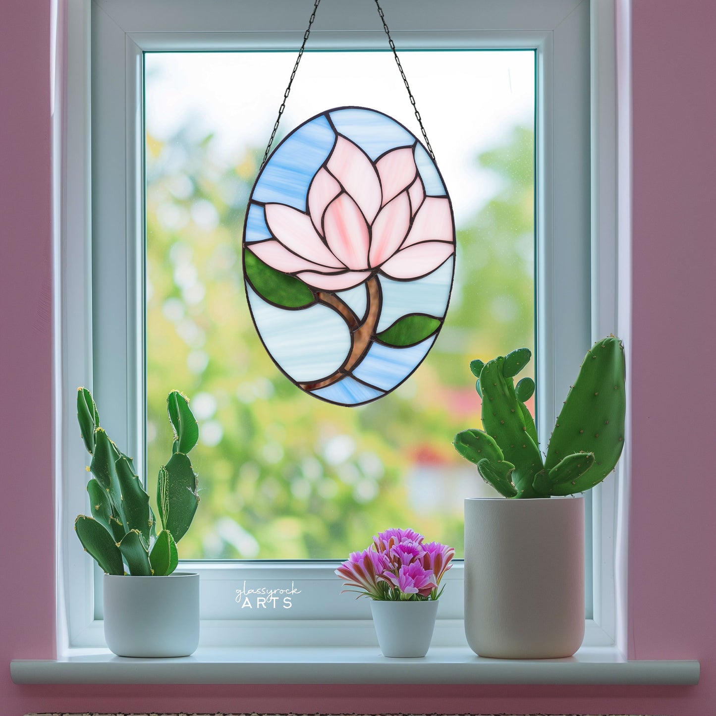 Magnolia Flower Stained Glass Pattern