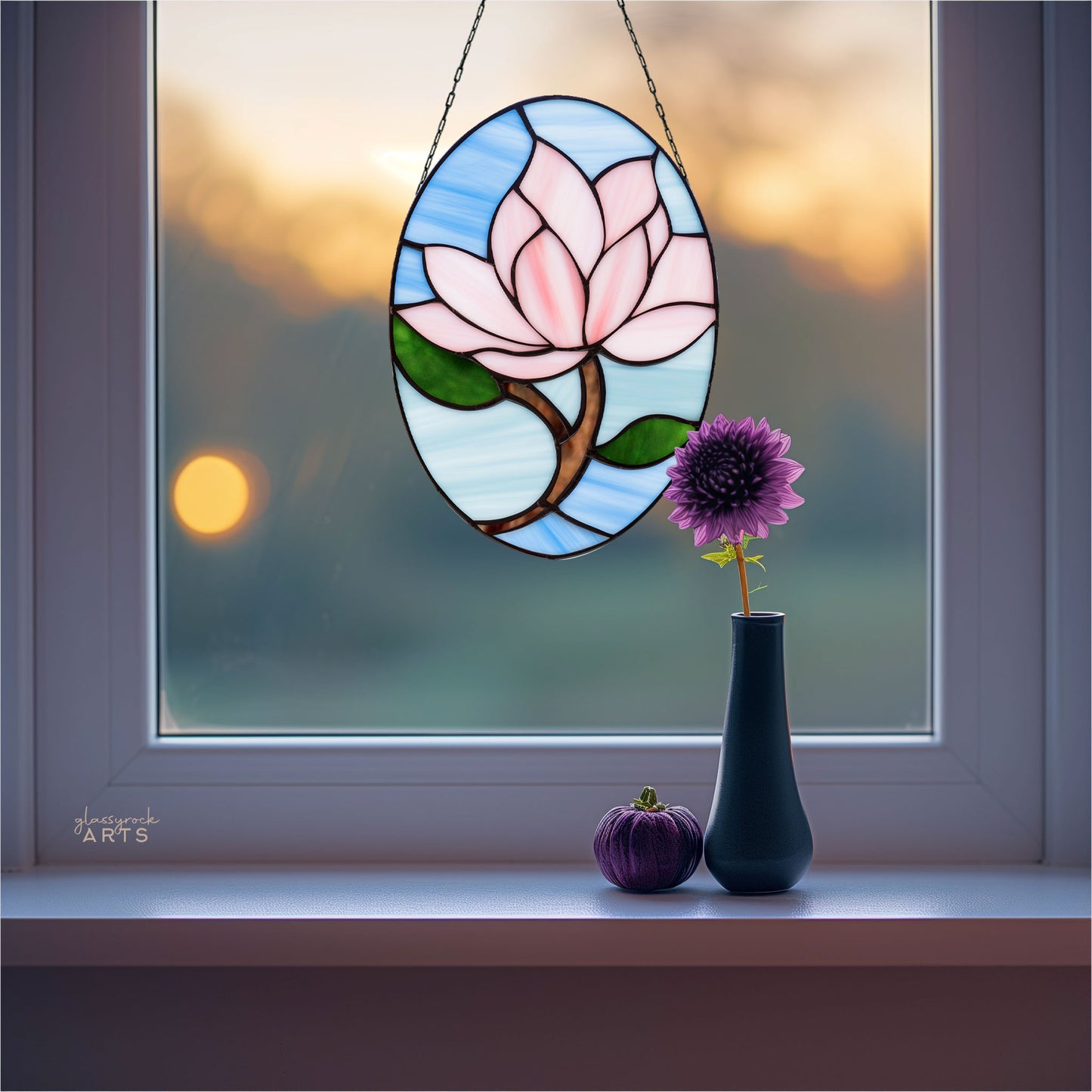 Magnolia Flower Stained Glass Pattern