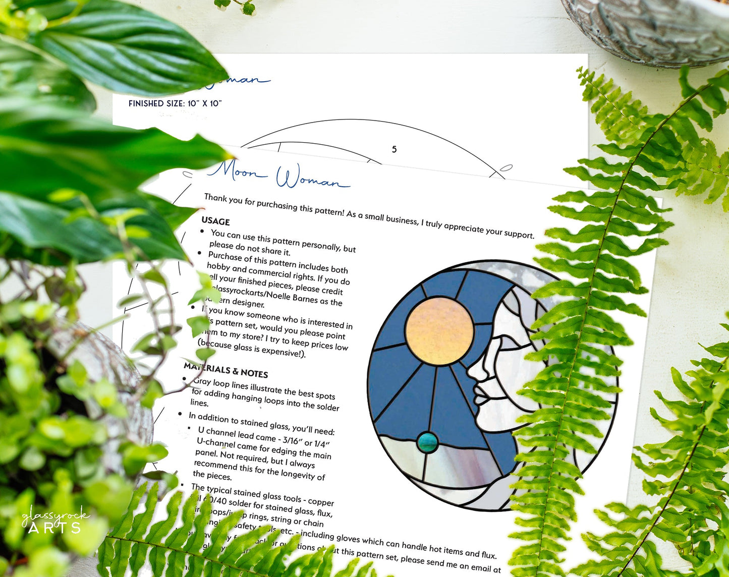 Sun and Moon Woman Stained Glass Pattern