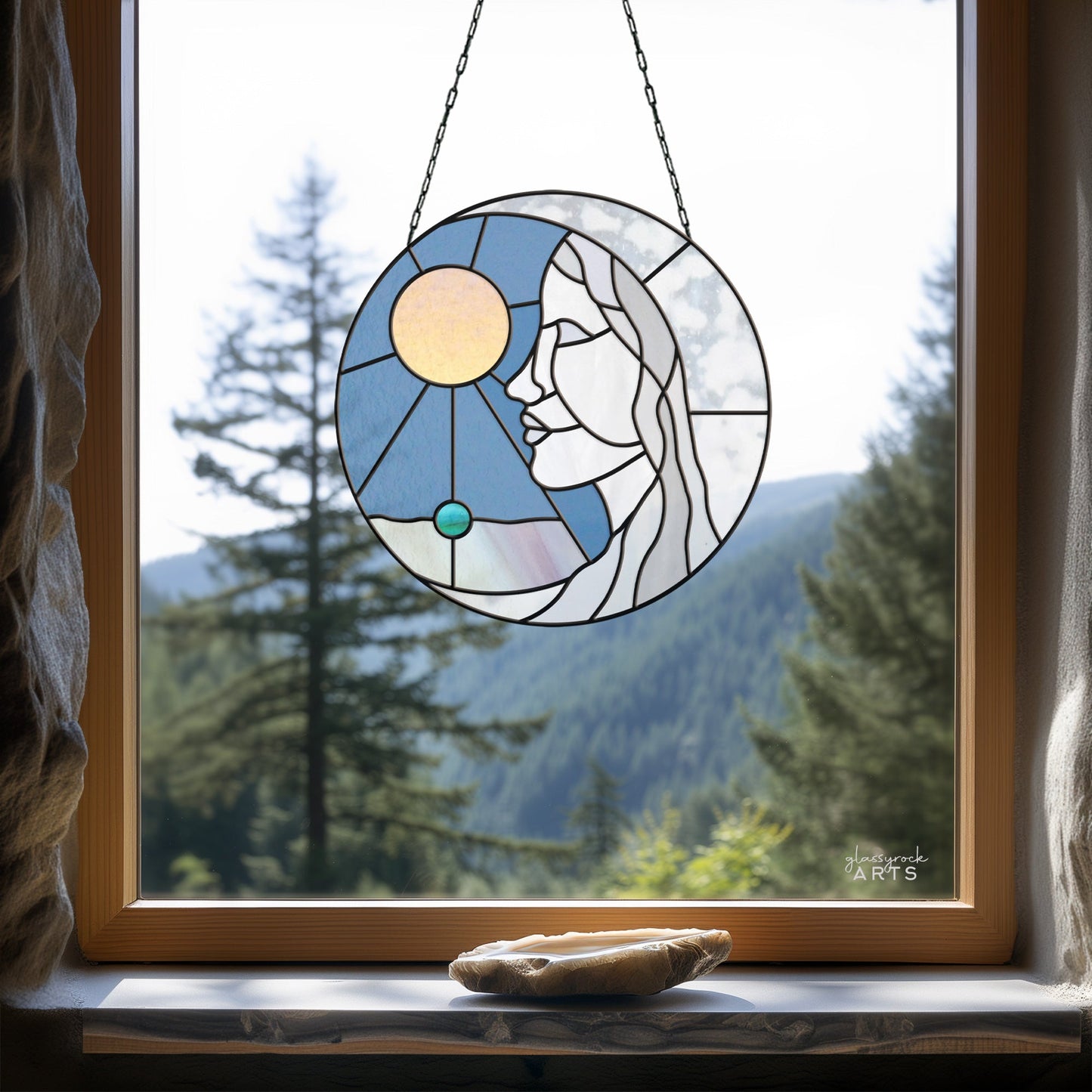 Sun and Moon Woman Stained Glass Pattern