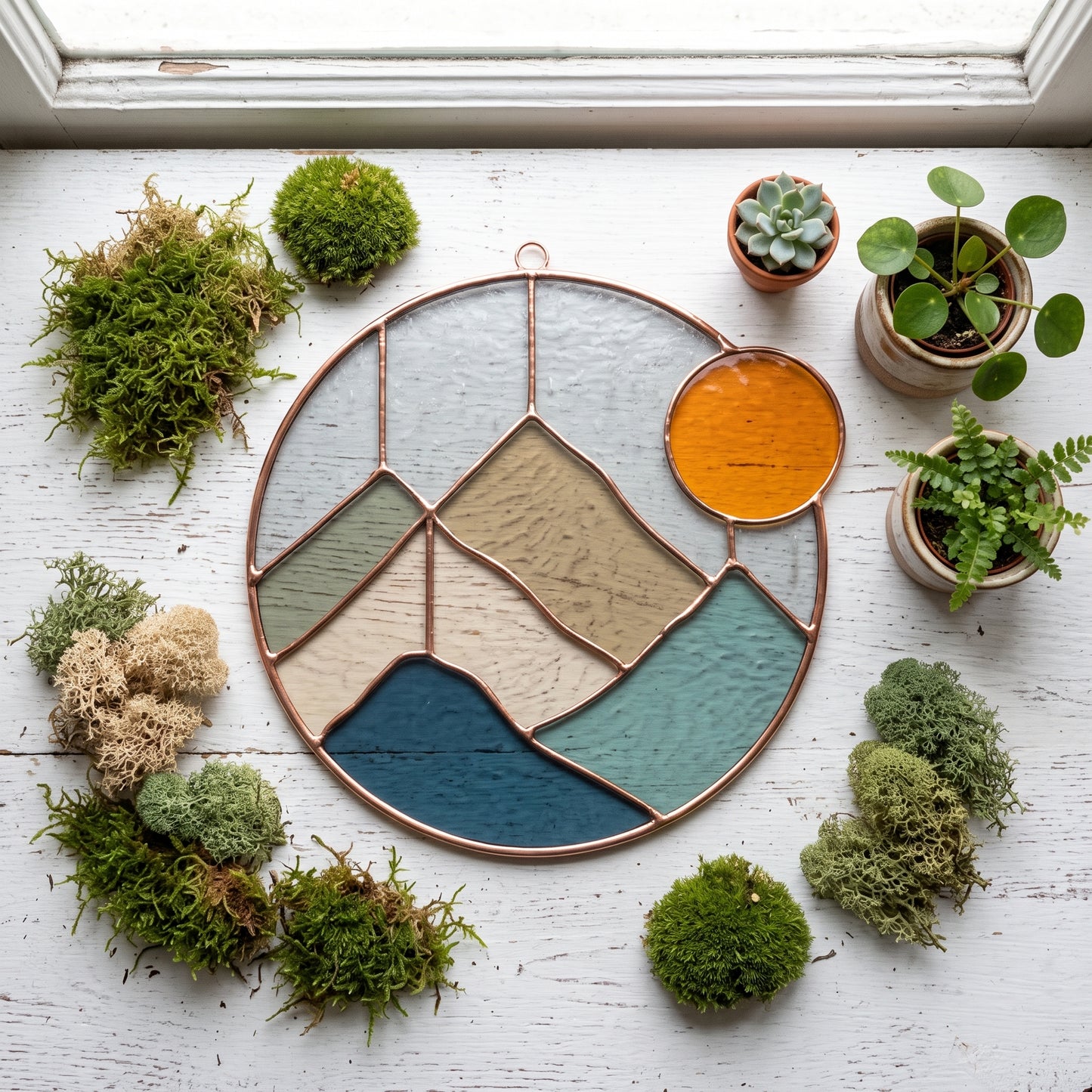 Boho Mountains Stained Glass Pattern and PNG