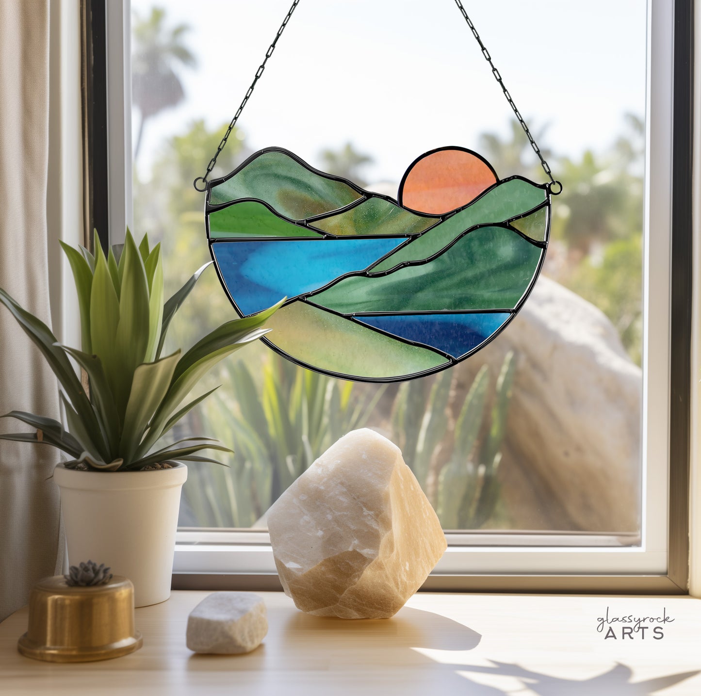 Mountain Stained Glass Landscape Pattern