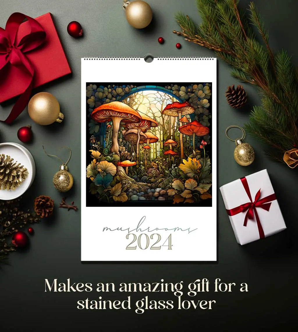 Stained Glass 2024 Calendar, Mushrooms