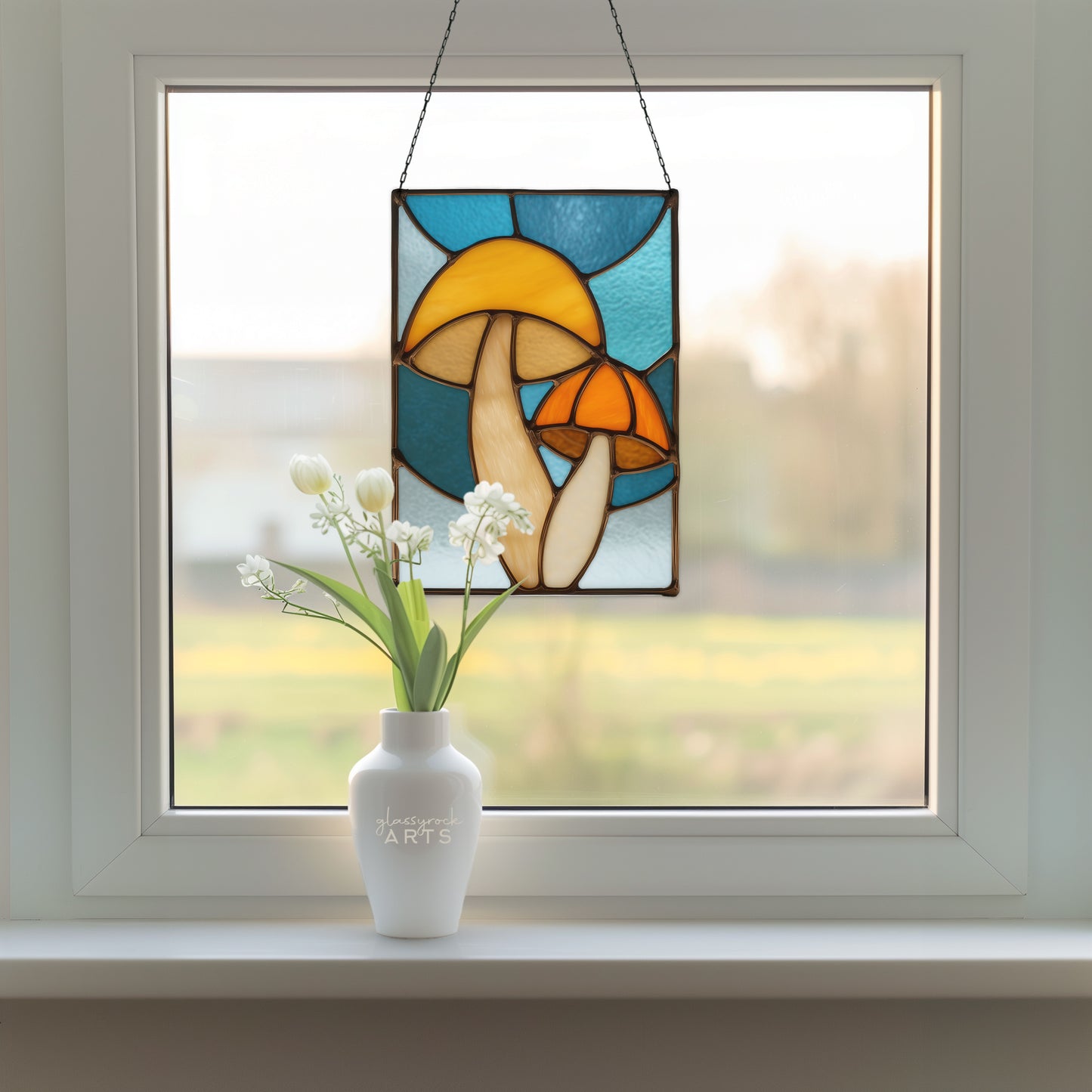 Mushroom Buddies Stained Glass Pattern and PNG
