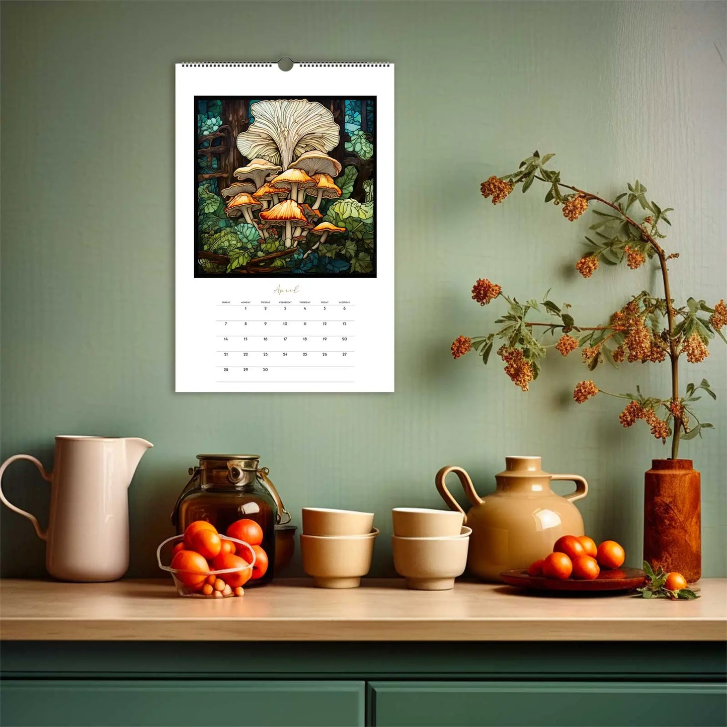 Stained Glass 2024 Calendar, Mushrooms