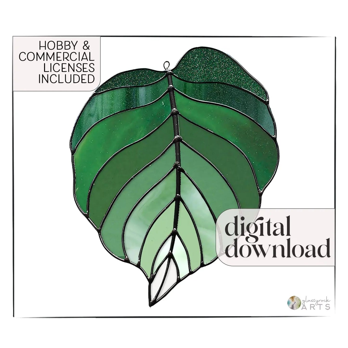 Ombre Leaf Stained Glass Pattern