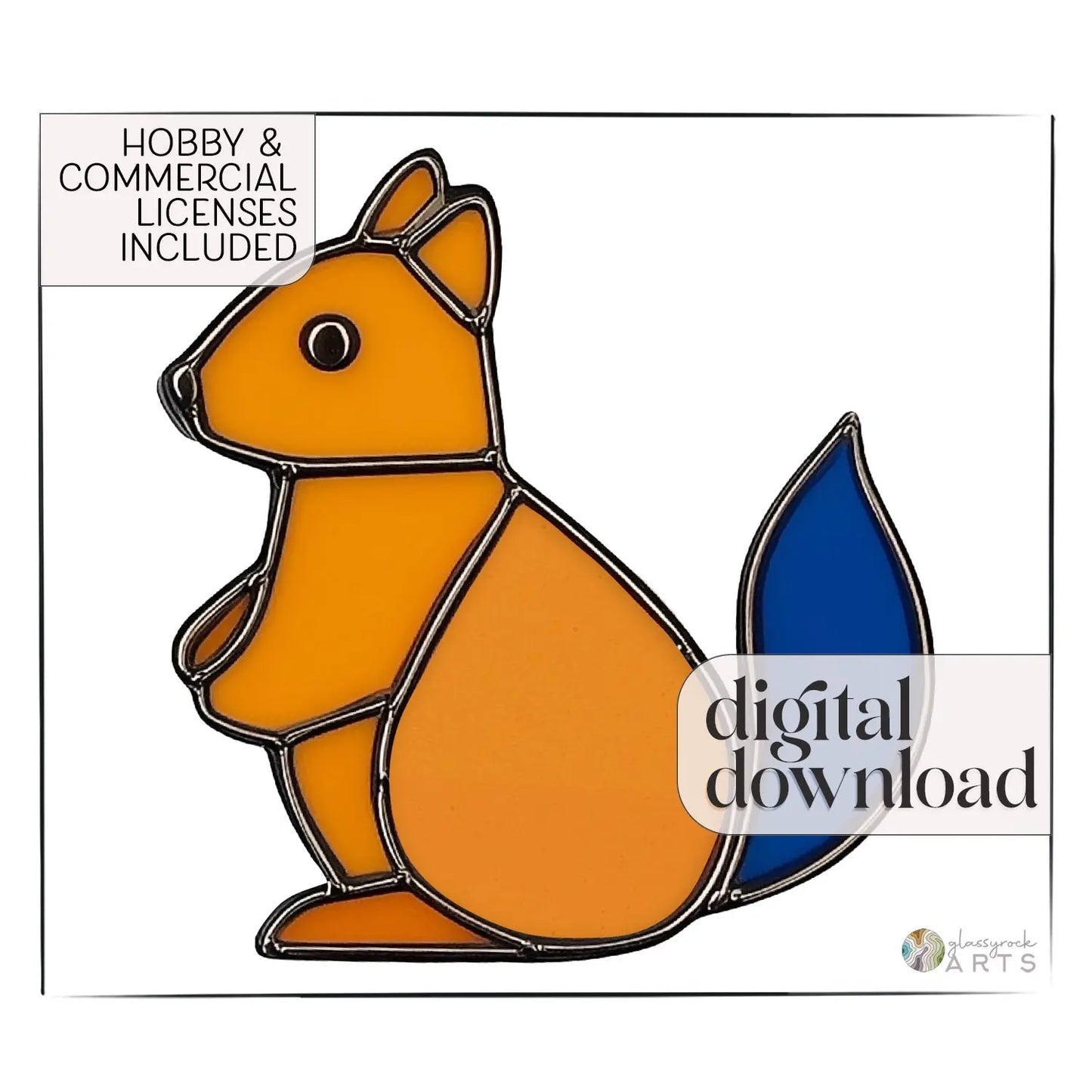 A picture of the Cute Squirrel Stained Glass Christmas Ornament Patterns from GlassyRock Arts.