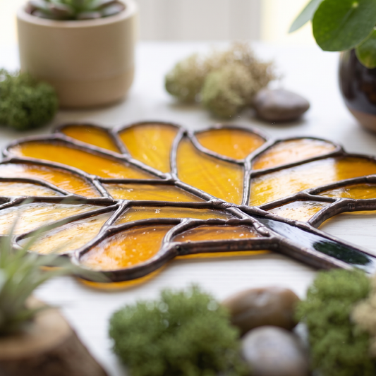 Art Deco Trees Stained Glass Pattern - Orange