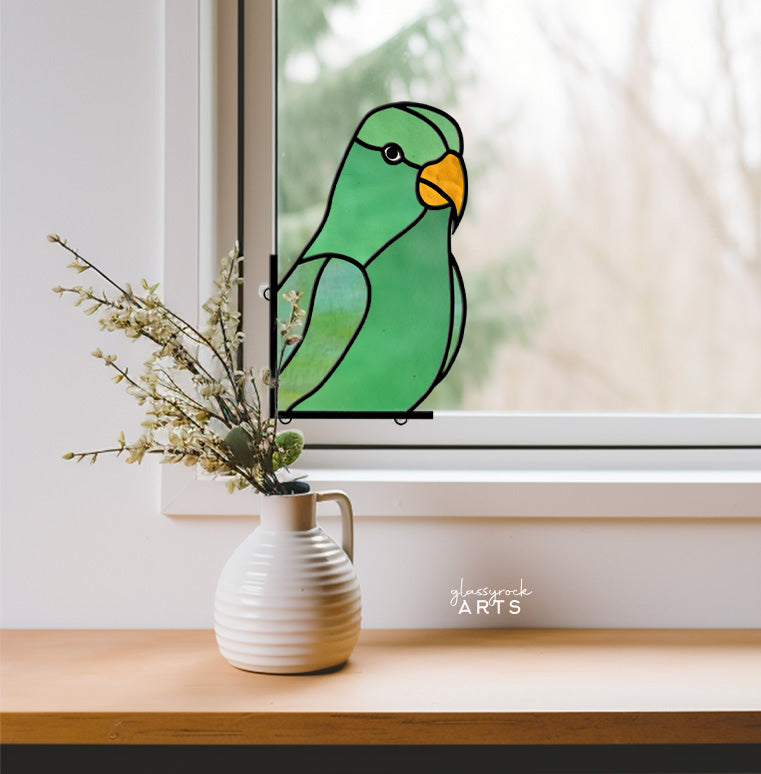 Parrot Stained Glass Bird Pattern - Crafting Patterns & Molds, from GlassyRock Arts