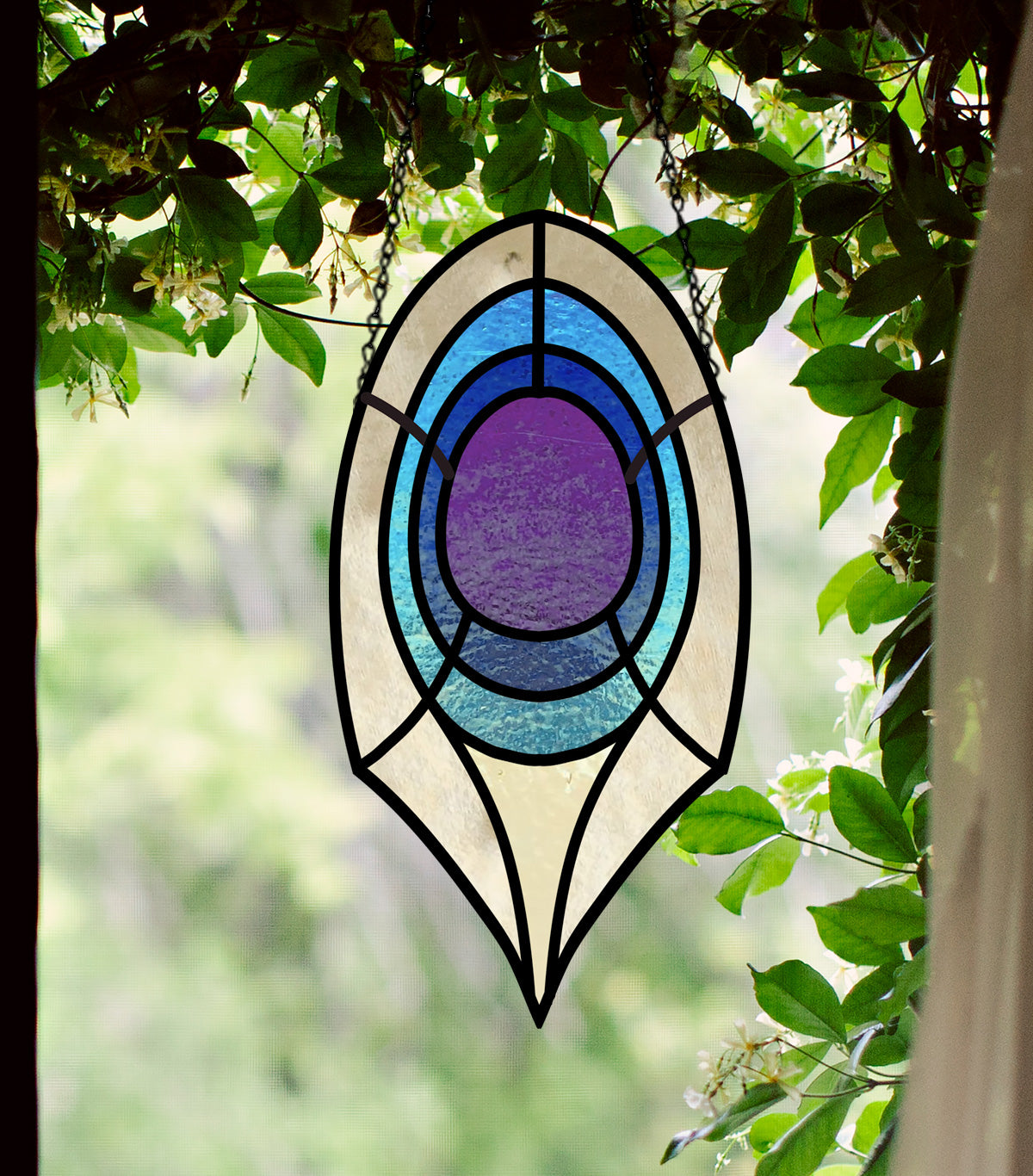 Deco Peacock Feather Stained Glass Pattern - Crafting Patterns & Molds from GlassyRock Arts