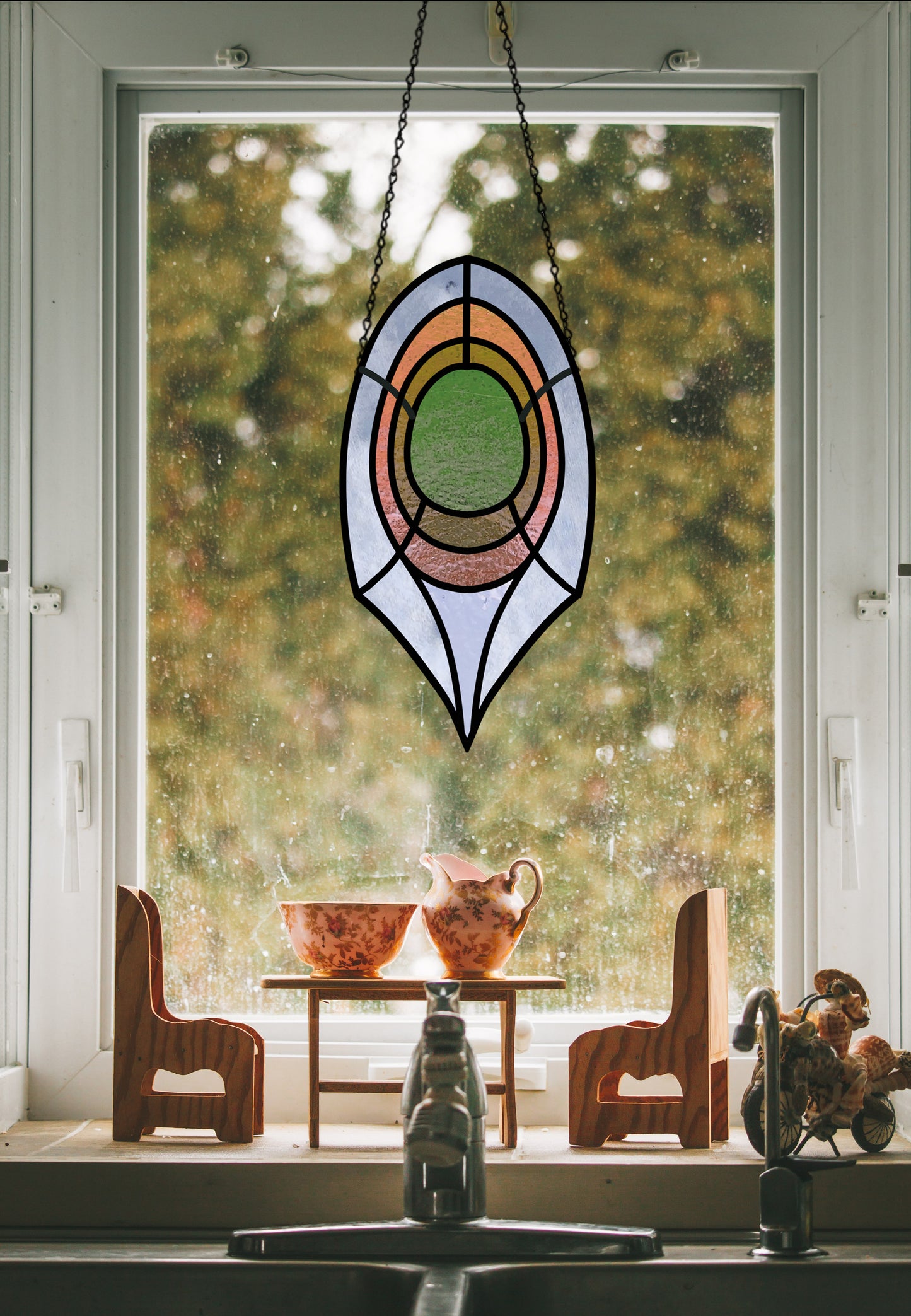 Deco Peacock Feather Stained Glass Pattern