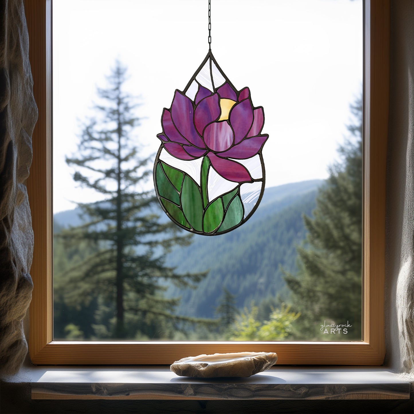 Peony Stained Glass Raindrop Pattern