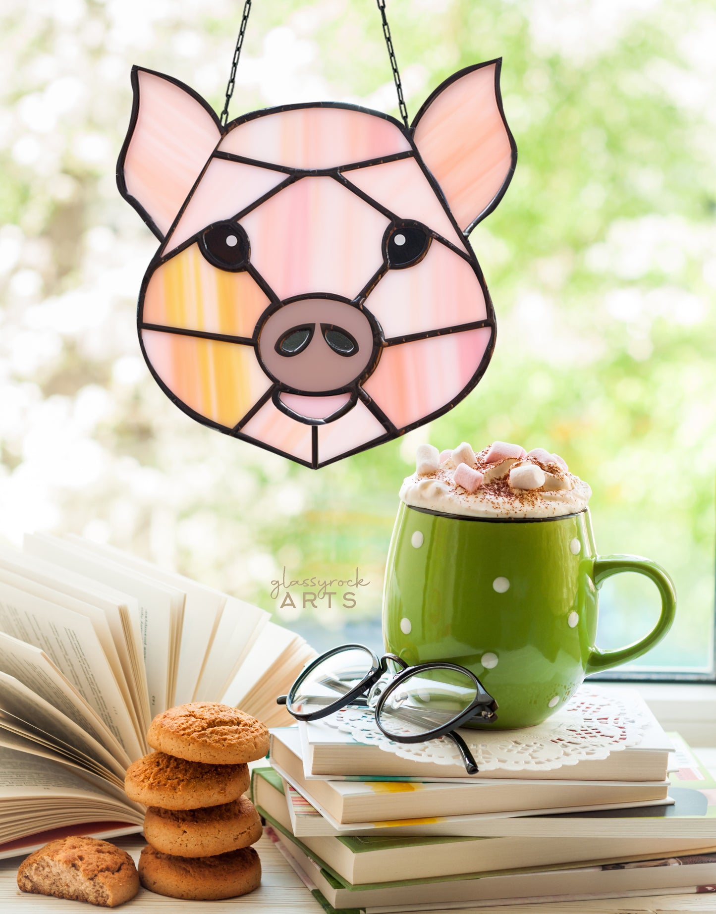 Piglet Stained Glass Pattern - Crafting Patterns & Molds, from GlassyRock Arts