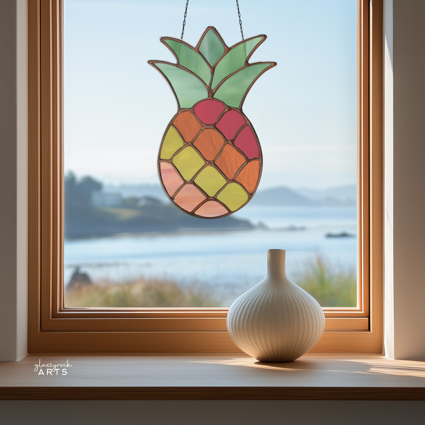 Pineapple Stained Glass Pattern and PNG