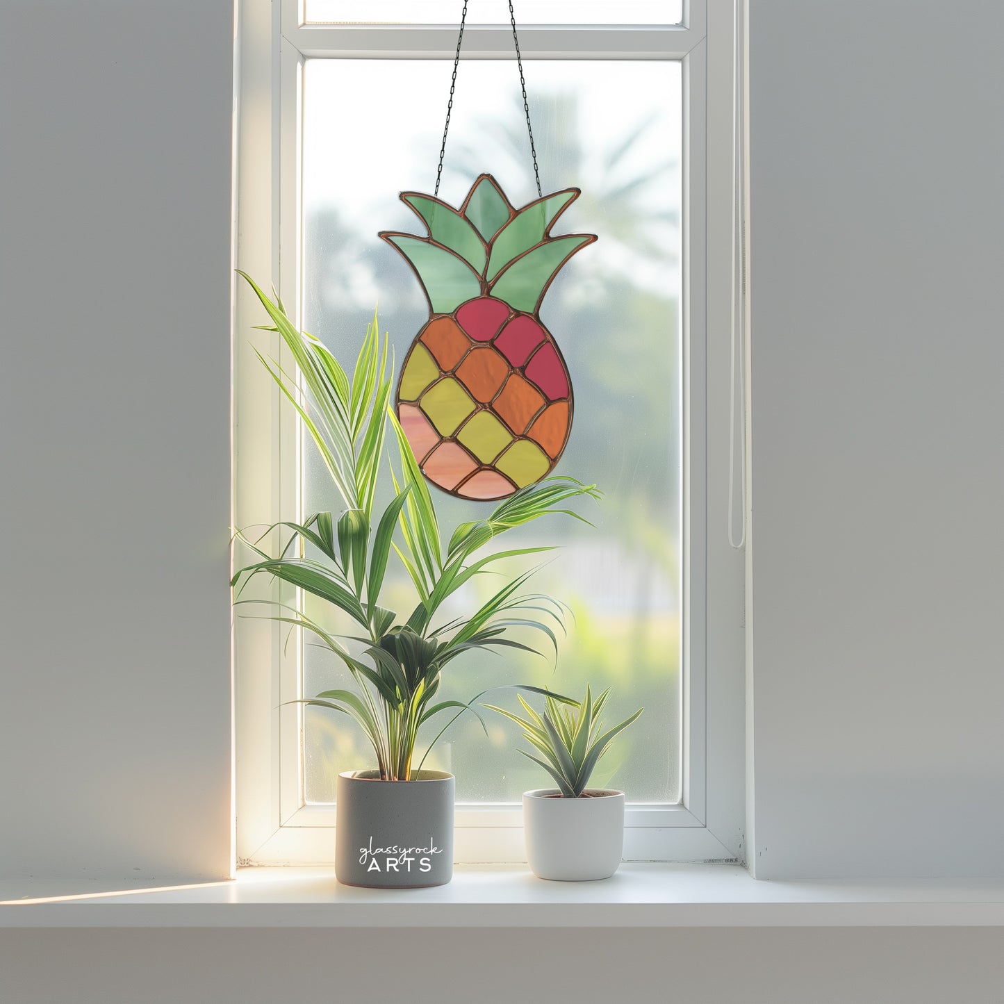 Pineapple Stained Glass Pattern and PNG