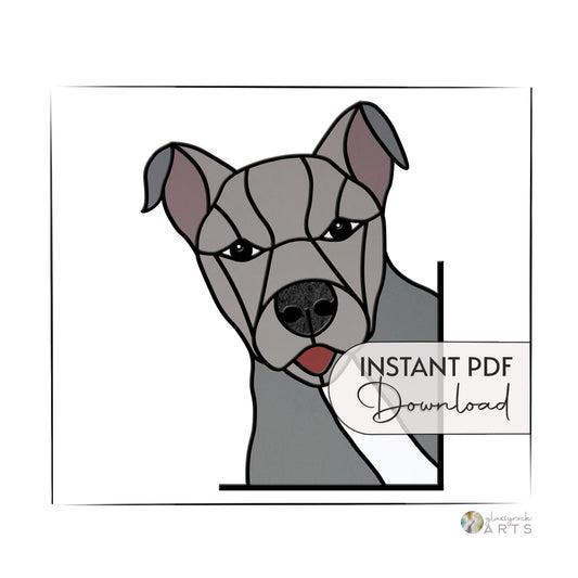 American Pitbull Terrier Dog Stained Glass Pattern